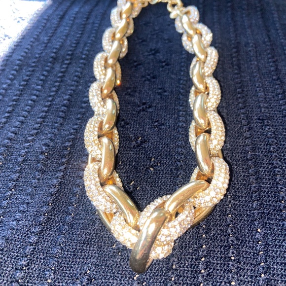 J. CREW PAVE CHAIN LINK STATEMENT NECKLACE CHUNKY...